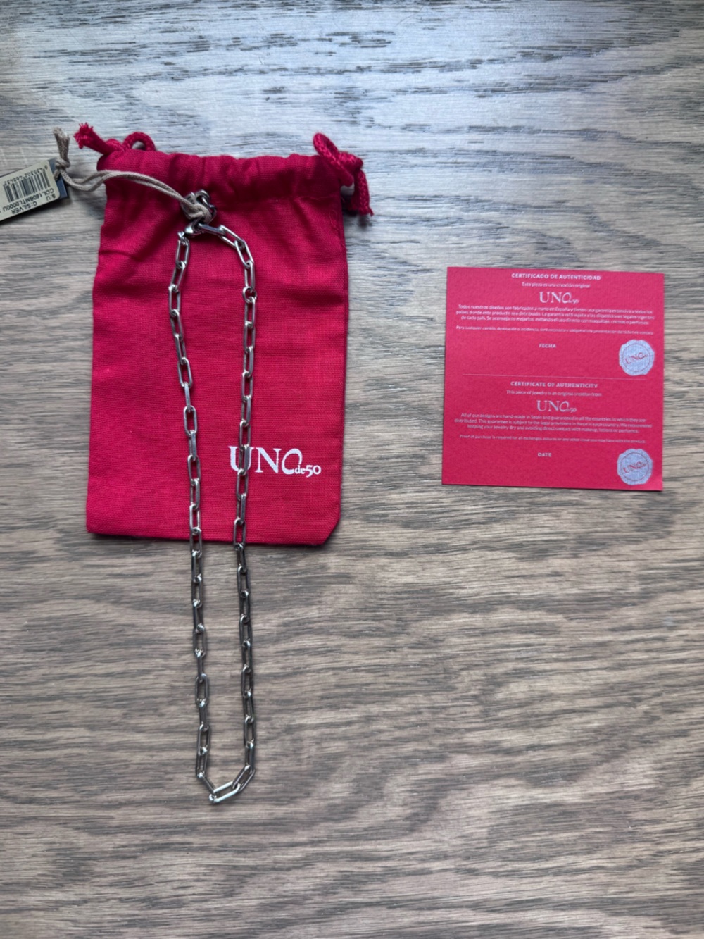 UNO de 50 Sterling Silver Plated Short Chain Necklace - Picture 3 of 4